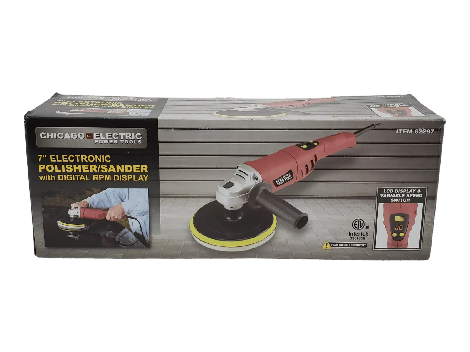 Chicago Electric Power Tools 7" Electric Sander and Polisher with Digital RPM Display - Ideal for Truck Bed Preparation