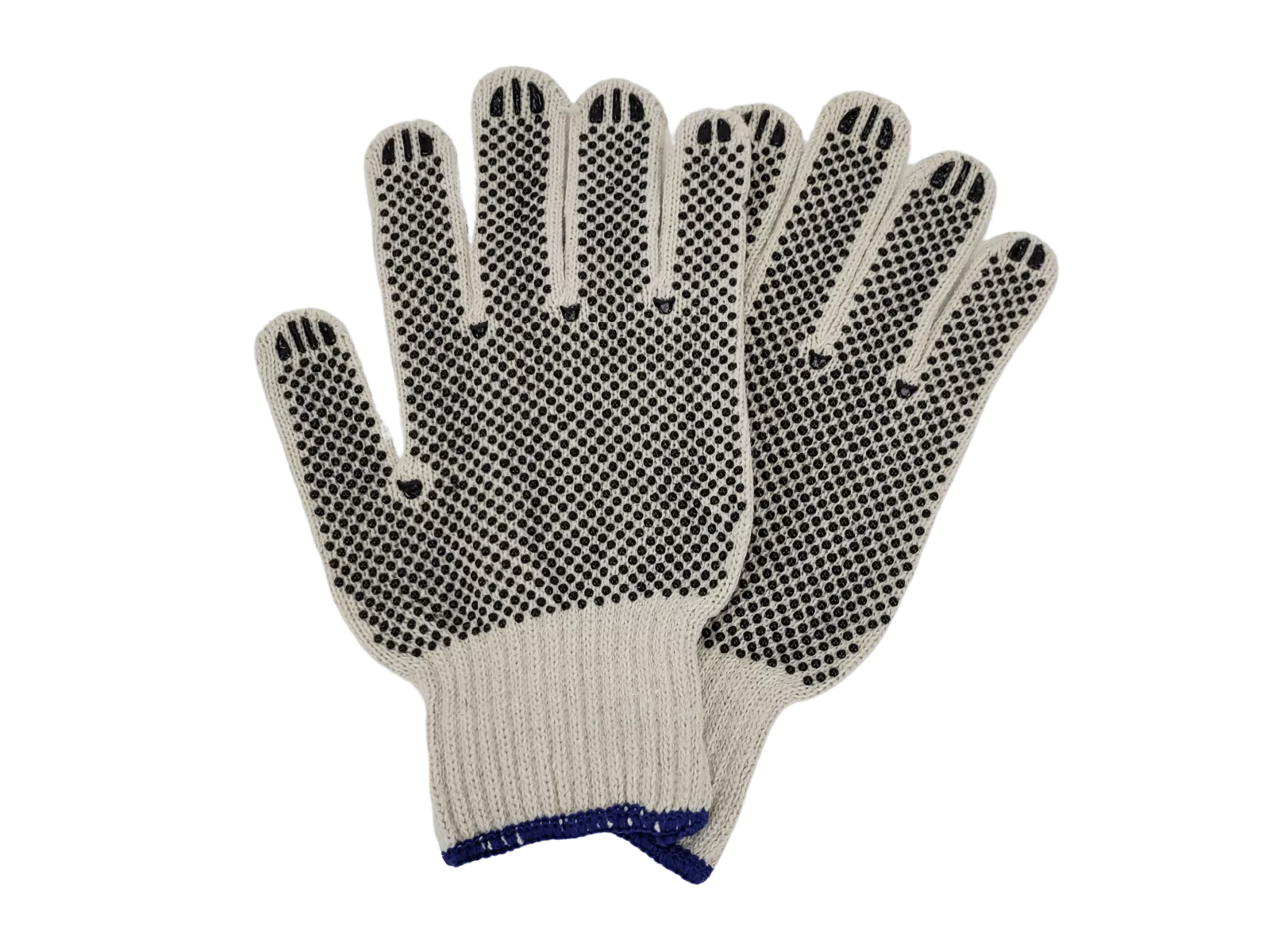 Grey and Black Cotton Gloves with Blue Cuff